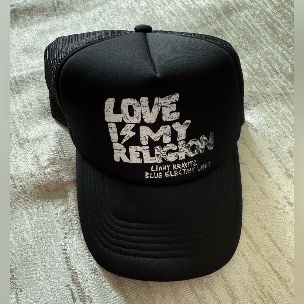 Lenny Kravitz Tour Black Trucker Hat Love is My Religion